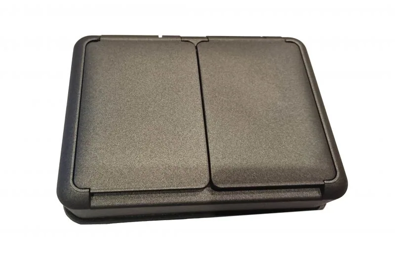 Dubbele wandcontactdoos met randaarde IP44, zwart