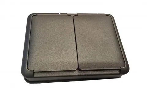 Dubbele wandcontactdoos met randaarde IP44, zwart