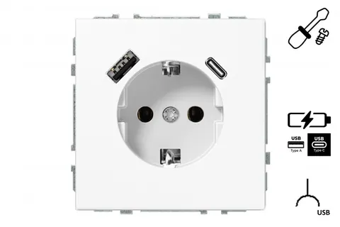 Wandcontactdoos met USB-lader 3,4A, wit mat