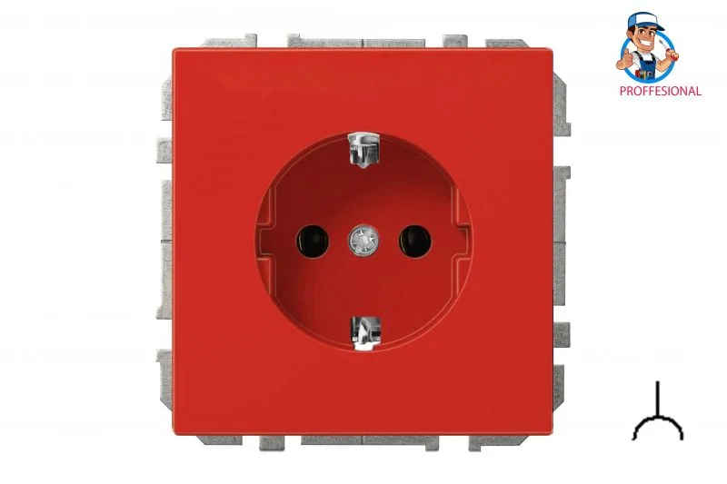Wandcontactdoos met randaarde (data), rood