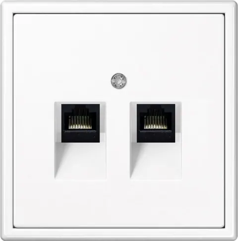 Netwerkaansluiting 2x RJ45 CAT6a, wit mat