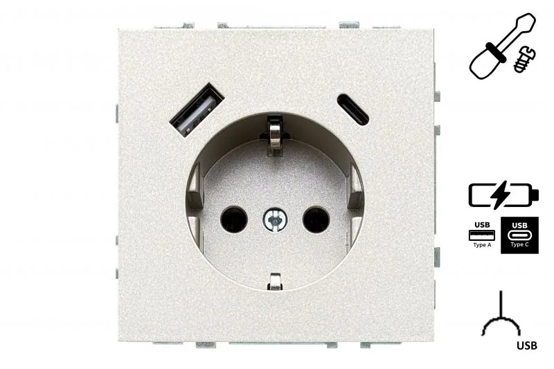 Wandcontactdoos met USB-lader 3,4A, champagne