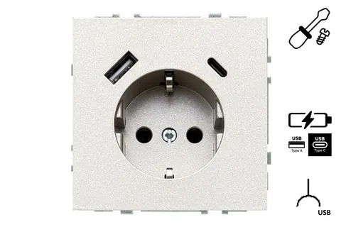 Wandcontactdoos met USB-lader 3,4A, champagne