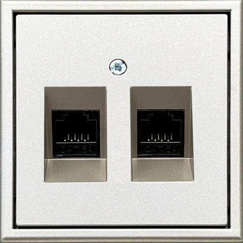 Netwerkaansluiting 2x RJ45 CAT6a, champagne