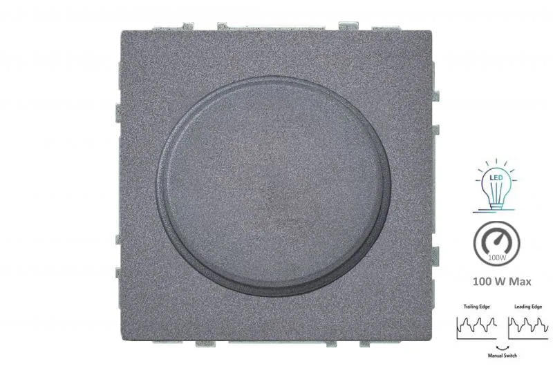LED-draaidimmer fase-aan/afsnijding 3-100W, zwart mat