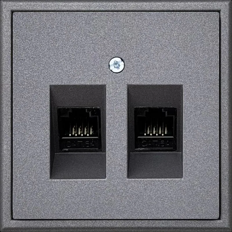 Netwerkaansluiting 2x RJ45 CAT6a, zwart mat