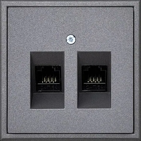 Netwerkaansluiting 2x RJ45 CAT6a, zwart mat