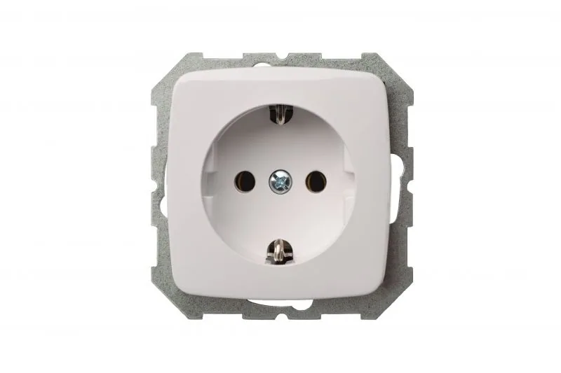 Wandcontactdoos met randaarde, wit, set van 5