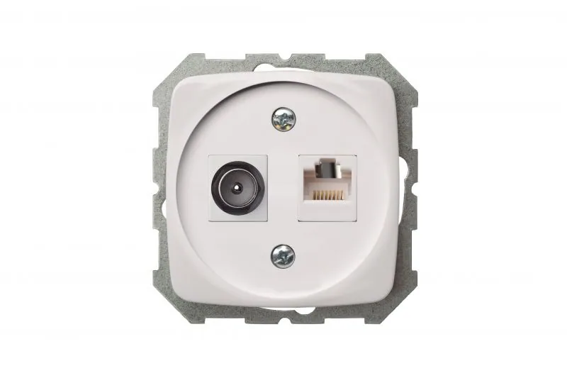 Combi-aansluiting TV en RJ45 CAT6, wit