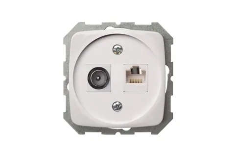 Combi-aansluiting TV en RJ45 CAT6, wit