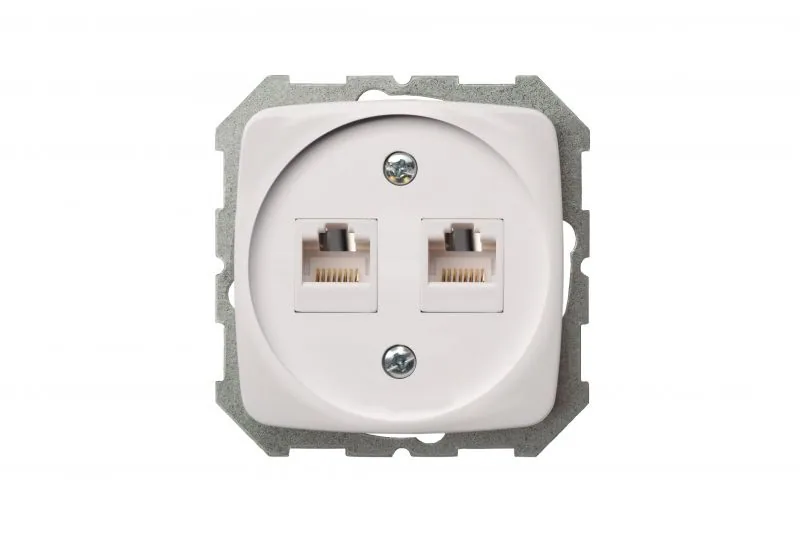 Netwerkaansluiting 2x RJ45 CAT6, wit