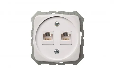 Netwerkaansluiting 2x RJ45 CAT6, wit