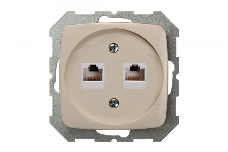 Netwerkaansluiting 2x RJ45 CAT6, zand