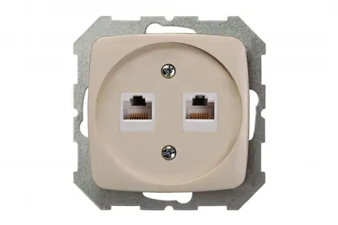 Netwerkaansluiting 2x RJ45 CAT6, zand