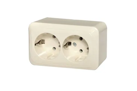 Opbouw dubbele wandcontactdoos zonder randaarde, zand