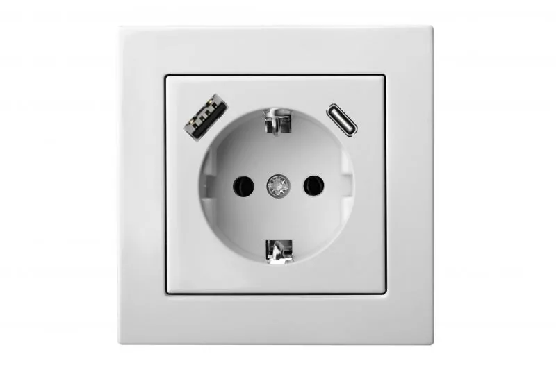 Wandcontactdoos met USB-lader 3,4A, wit