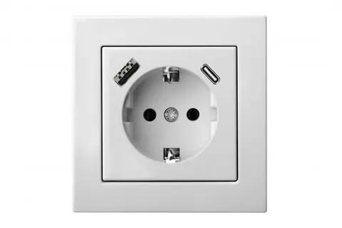Wandcontactdoos met USB-lader 3,4A, wit
