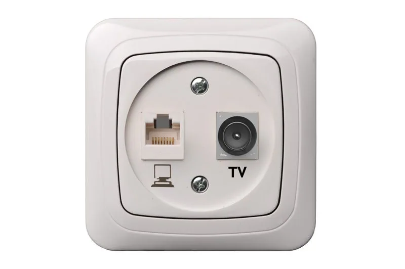 Combi-aansluiting TV en RJ45 CAT6, wit