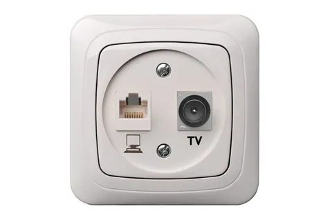 Combi-aansluiting TV en RJ45 CAT6, wit