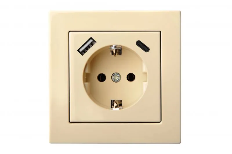 Wandcontactdoos met USB-lader 3,4A, zand
