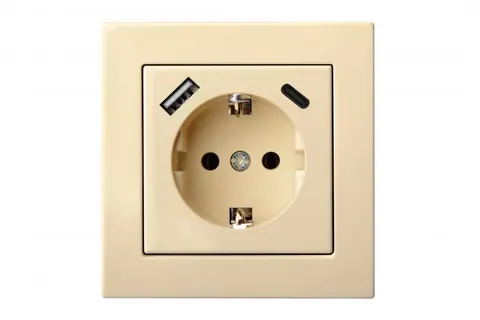 Wandcontactdoos met USB-lader 3,4A, zand