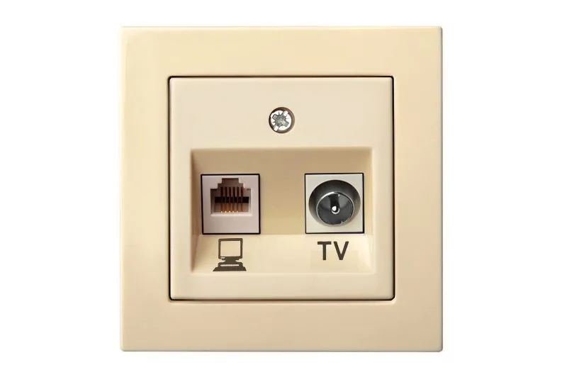 Combi-aansluiting TV en RJ45 CAT6, zand