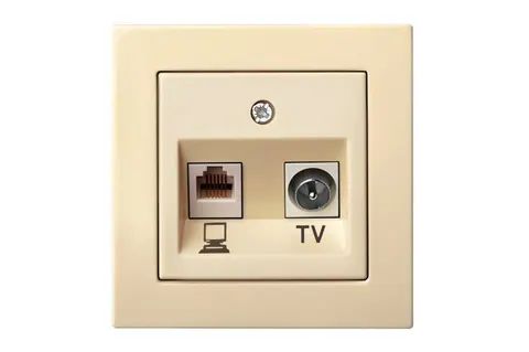 Combi-aansluiting TV en RJ45 CAT6, zand
