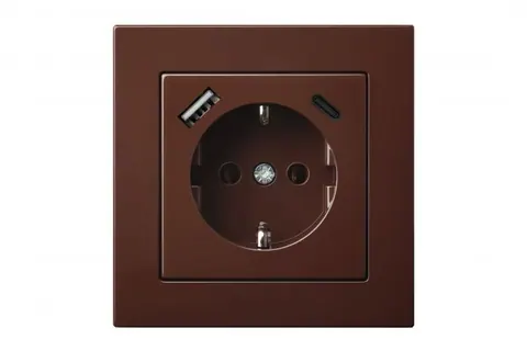 Wandcontactdoos met USB-lader 3,4A, bruin