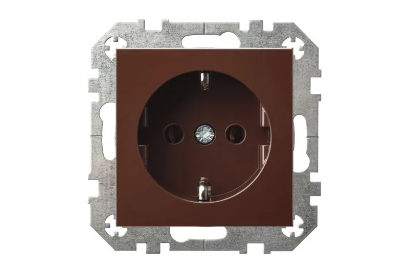 Wandcontactdoos zonder randaarde, bruin