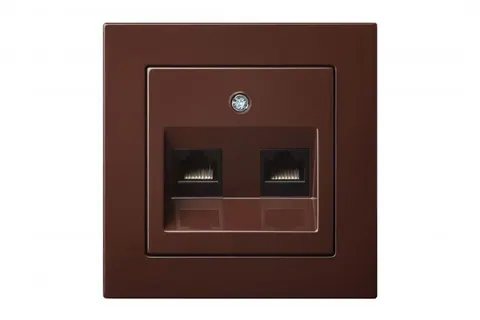 Netwerkaansluiting 2x RJ45 CAT6, bruin