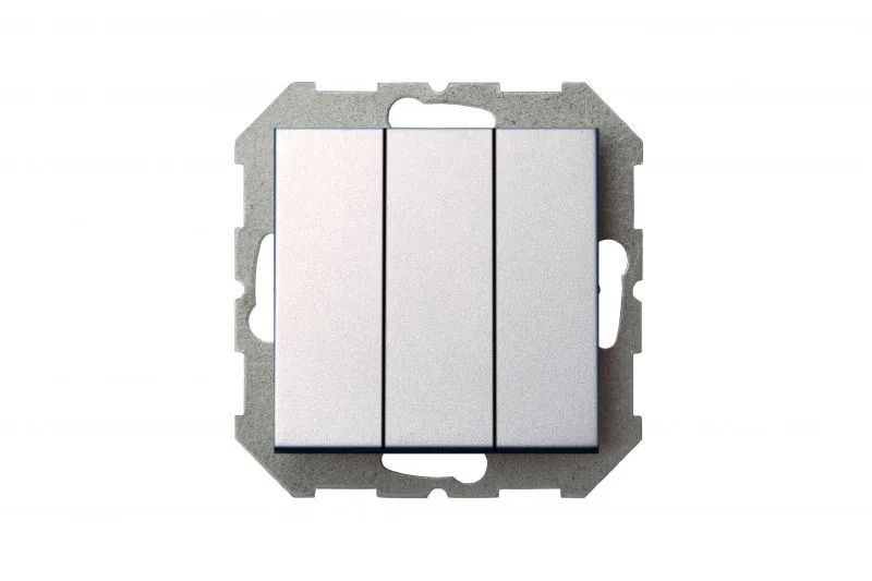 Drievoudige schakelaar met controlelampje, metallic