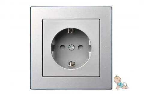 Wandcontactdoos met randaarde, spreidklauwen, metallic
