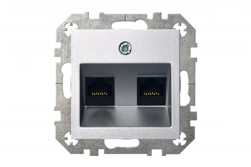 Netwerkaansluiting 2x RJ45 CAT6, metallic