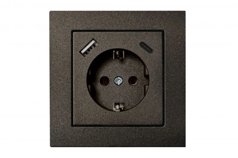 Wandcontactdoos met USB-lader 3,4A, antraciet