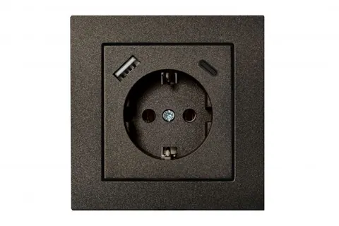 Wandcontactdoos met USB-lader 3,4A, antraciet