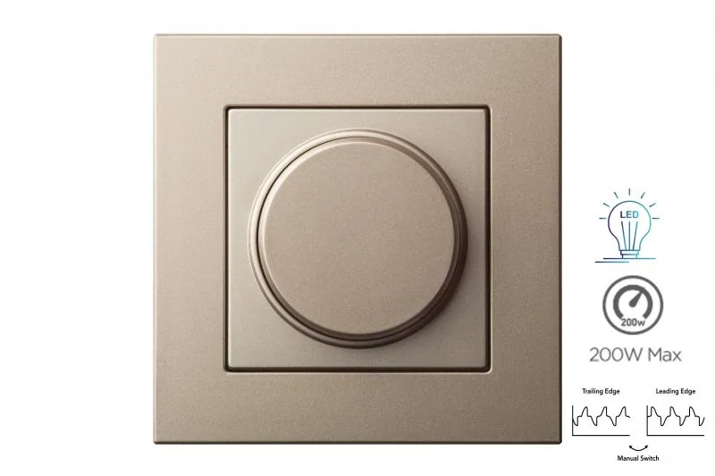 LED-draaidimmer 5-200W, champagne