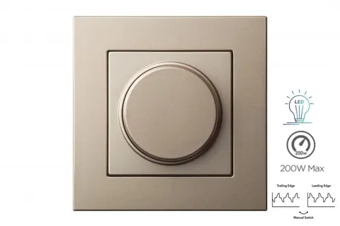 LED-draaidimmer 5-200W, champagne