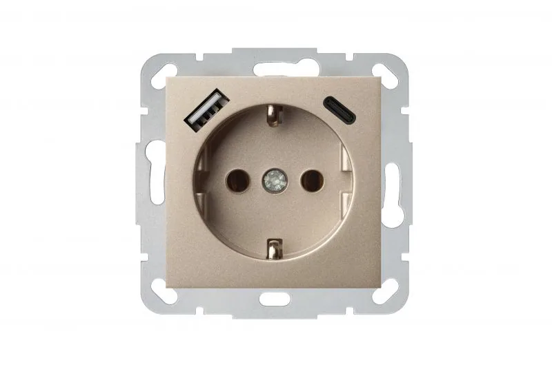 Wandcontactdoos met USB-lader 3,4A, champagne