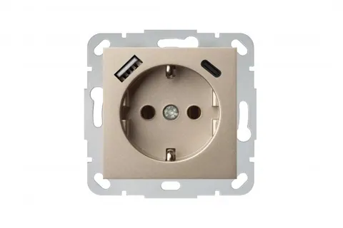 Wandcontactdoos met USB-lader 3,4A, champagne