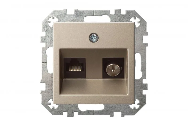 Combi-aansluiting TV en RJ45 CAT6, champagne
