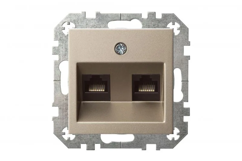 Netwerkaansluiting 2x RJ45 CAT6, champagne