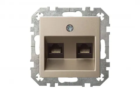 Netwerkaansluiting 2x RJ45 CAT6, champagne