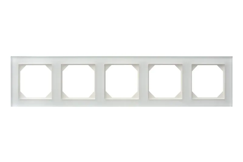 Afdekraam 5-voudig Classic, wit glas glanzend