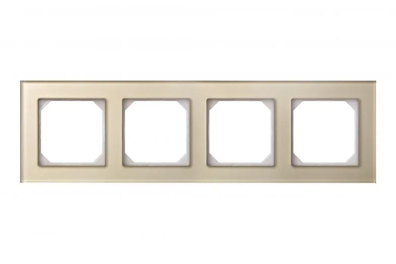 Cover frame 4-gang Classic, glossy champagne glass