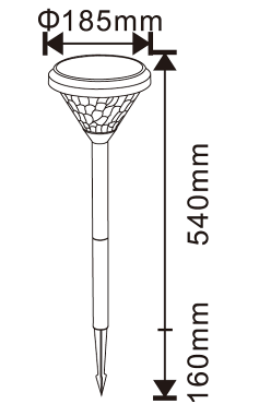Solar pollerarmatuur 2W met grondspies 70cm