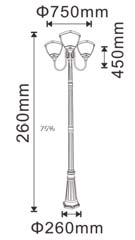 Solar lantaarnpaal 3×4,5W trio 260cm