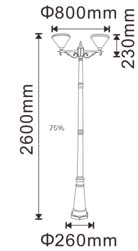 Solar lantaarnpaal 2×4,5W duo 260cm
