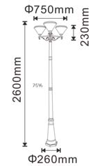 Solar lantaarnpaal 3×4,5W trio 260cm