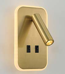 Bedlamp 3W+10W rechthoekige voet, USB-A