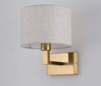 Wandlamp stoffen kap rond E27 – koper